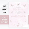 pink butterfly quinceanera party signs